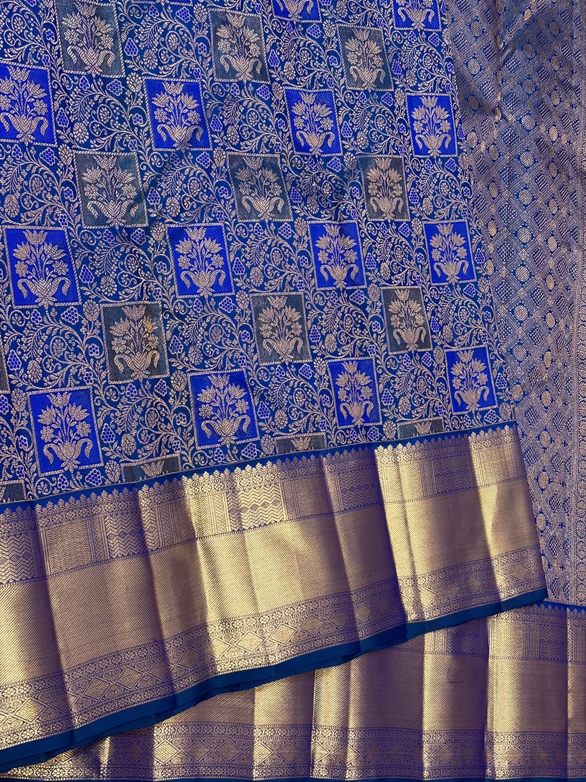 Rich Blue Kanchipuram Handloom Bridal Silk Saree